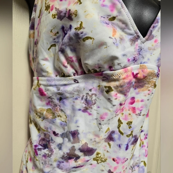 J.Crew Flora Obscura X strappy-back plunge one-piece in kaleidoscope Floral Sz16 - Picture 3 of 11